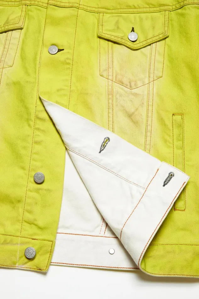 Men Denim Jacket 8211 Oversized Fit Neon Yellow Acne Studios Outerwear