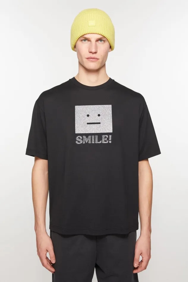 Men Face Logo Tshirt 8211 Relaxed Fit Black Acne Studios Tshirts