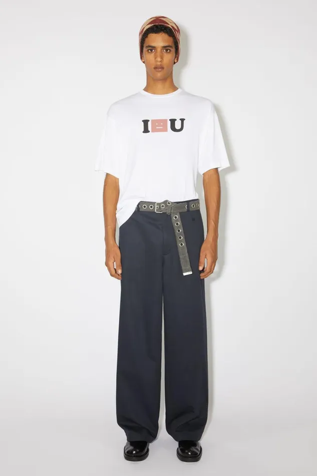 Men Face Logo Tshirt 8211 Relaxed Fit Optic White Acne Studios Tshirts