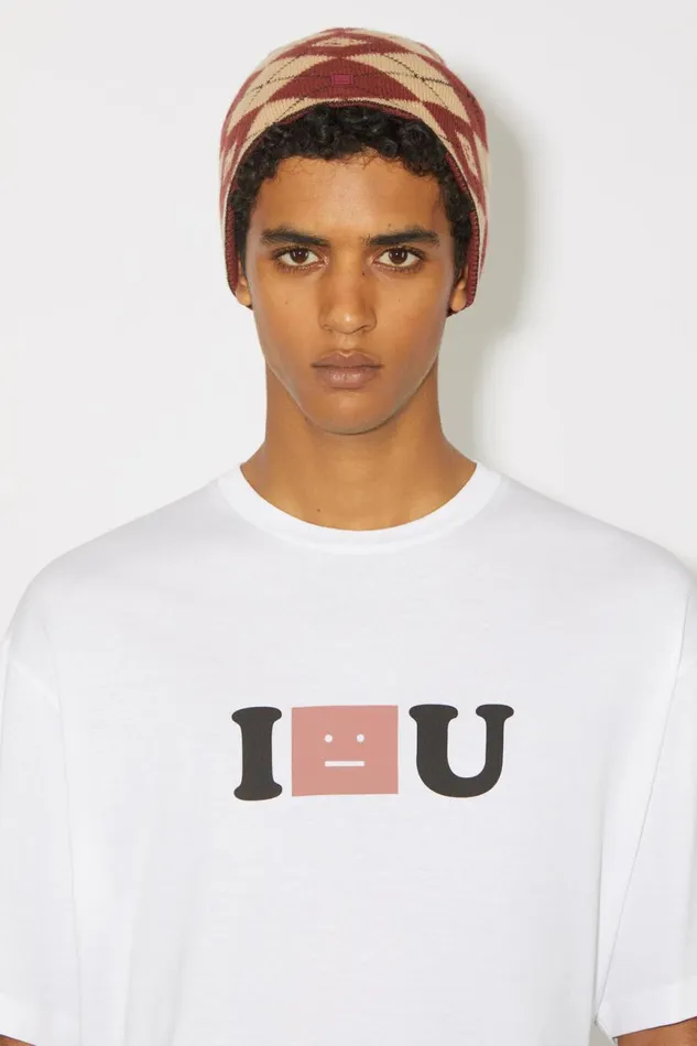 Men Face Logo Tshirt 8211 Relaxed Fit Optic White Acne Studios Tshirts