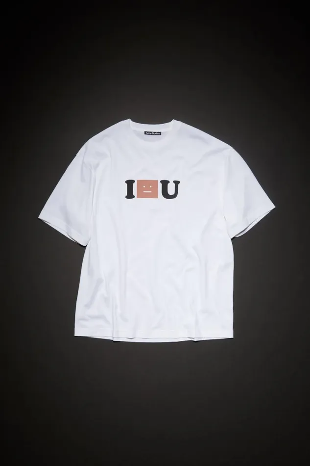 Men Face Logo Tshirt 8211 Relaxed Fit Optic White Acne Studios Tshirts