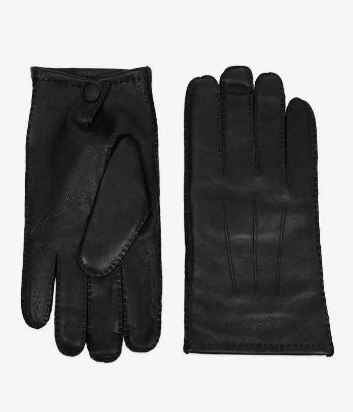 Men Hats and Scarves THE KOOPLES Black Leather Gloves
