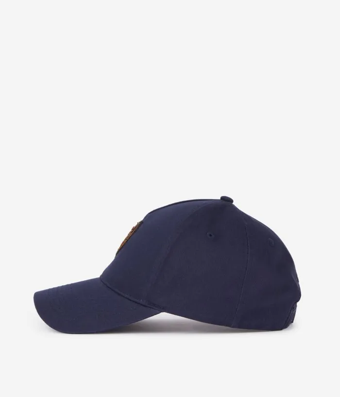 Men Hats and Scarves THE KOOPLES Navy Blue Cap With Blazon Patch Men Hats and Scarves THE KOOPLES Navy Blue Cap With Blazon Patch