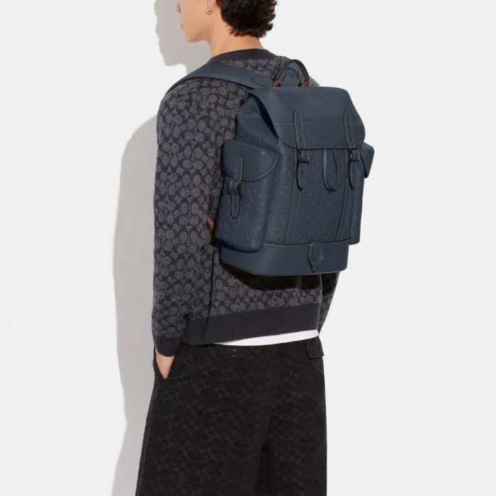 Men Hitch Backpack In Signature Leather Denim Coach Backpacks