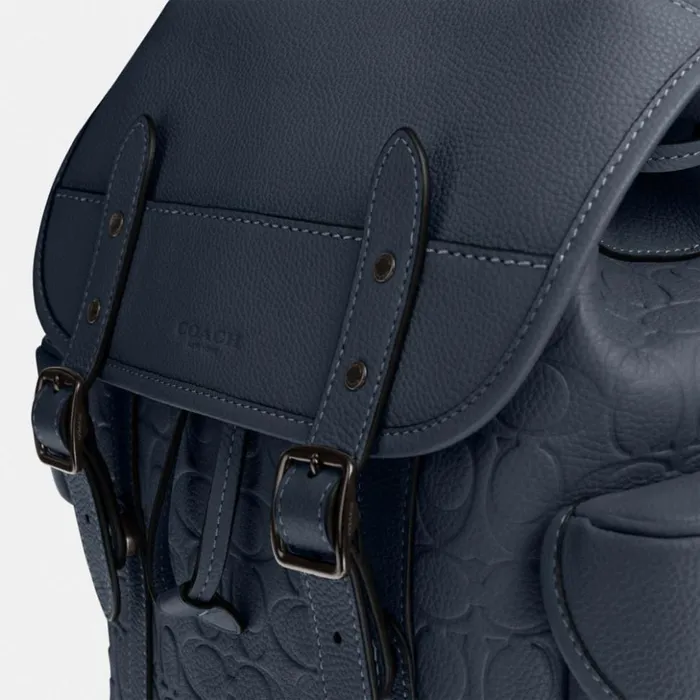 Men Hitch Backpack In Signature Leather Denim Coach Backpacks