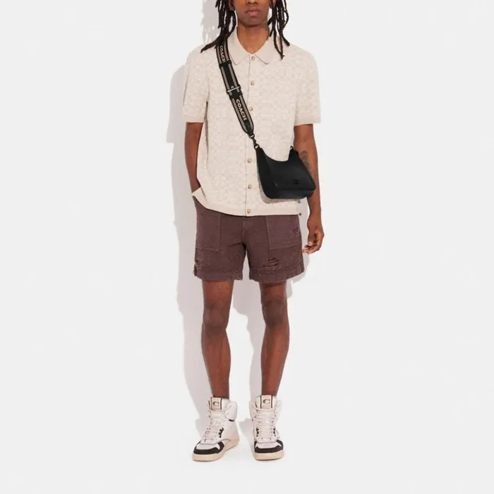 Men Hobo Crossbody With Signature Canvas Detail Black Coach Messenger and Crossbody