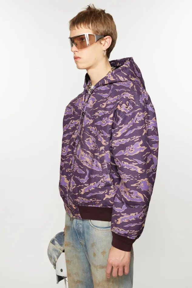 Men Hooded Padded Jacket Purple Multi Acne Studios Outerwear