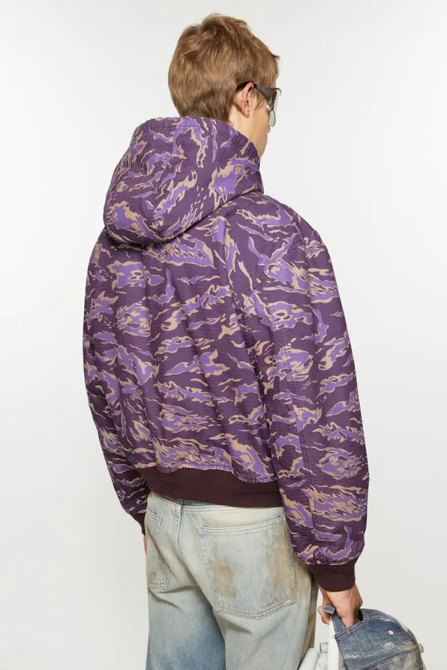 Men Hooded Padded Jacket Purple Multi Acne Studios Outerwear