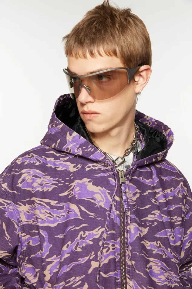 Men Hooded Padded Jacket Purple Multi Acne Studios Outerwear
