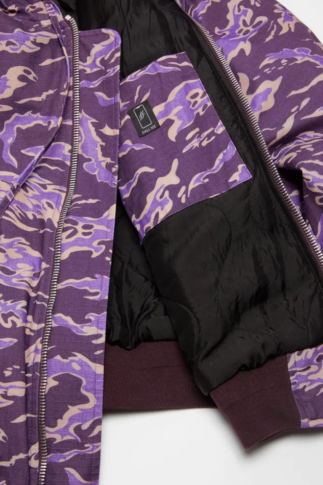 Men Hooded Padded Jacket Purple Multi Acne Studios Outerwear