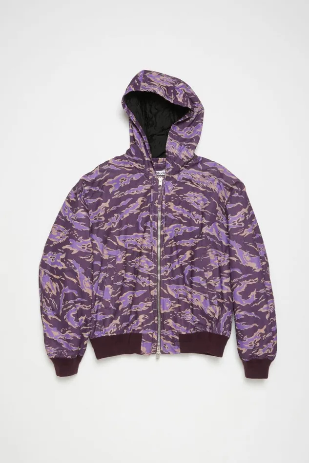 Men Hooded Padded Jacket Purple Multi Acne Studios Outerwear