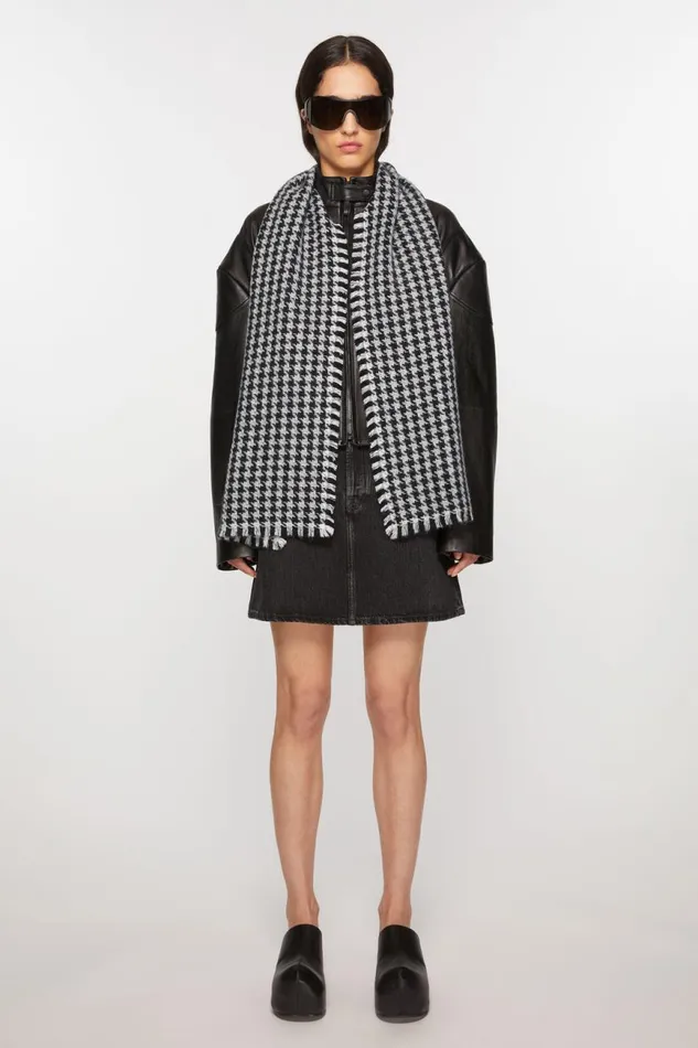 Men Houndstooth Scarf Blackwhite Acne Studios Scarves