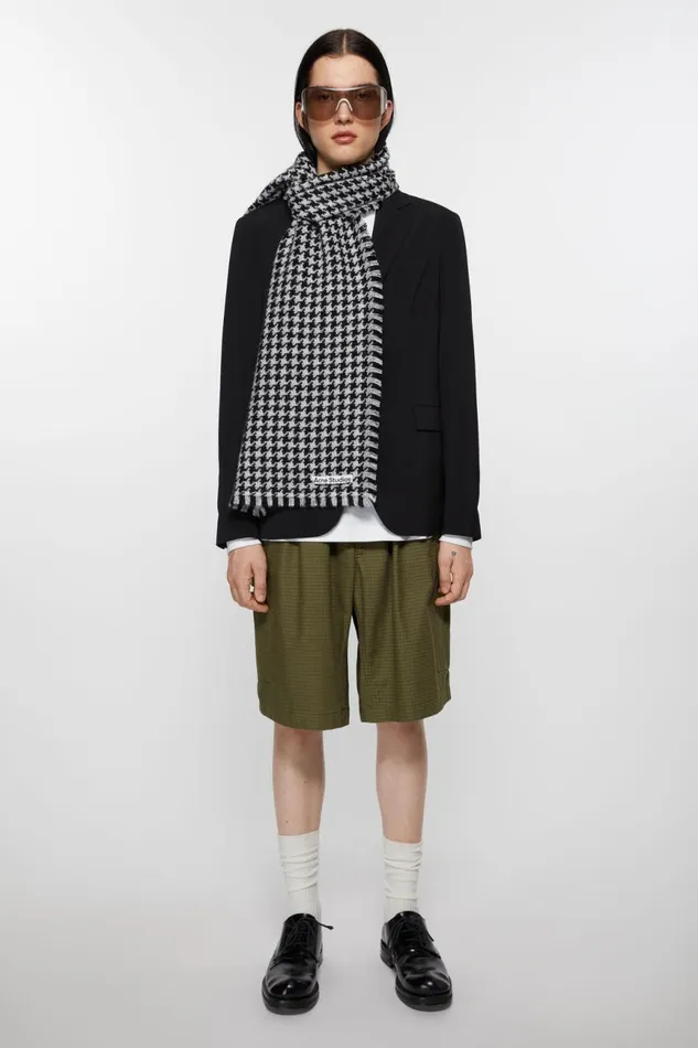 Men Houndstooth Scarf Blackwhite Acne Studios Scarves