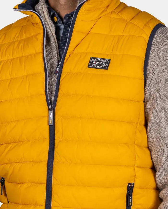 Men Jackets NZA New Zealand Auckland Ochre Yellow Quilted Body Warmer 8211 Warm Ocre