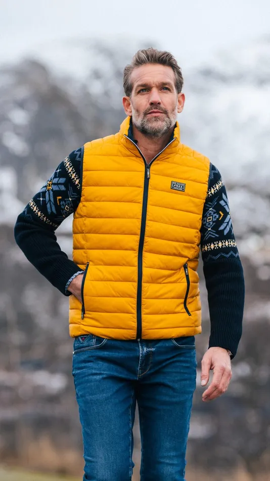Men Jackets NZA New Zealand Auckland Ochre Yellow Quilted Body Warmer 8211 Warm Ocre