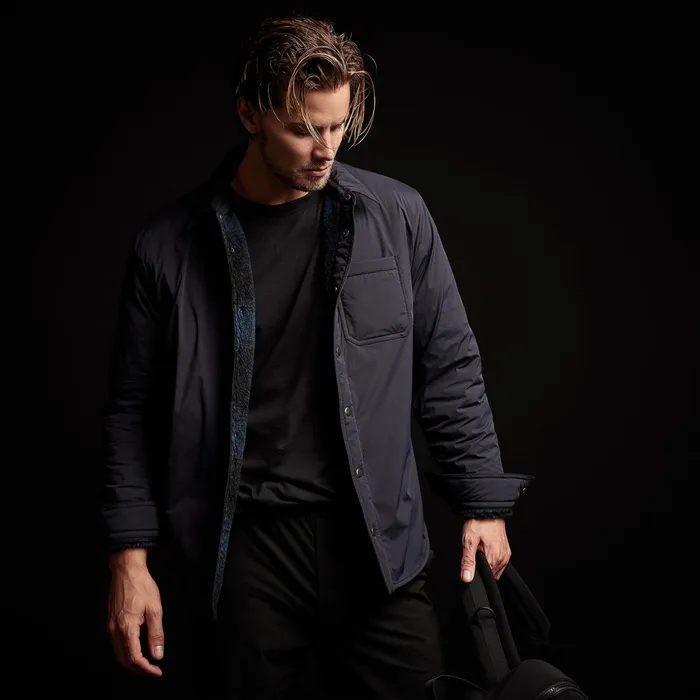 MEN James Perse ASPEN COLLECTION Plaid Lined Performance Jacket Navycobalt