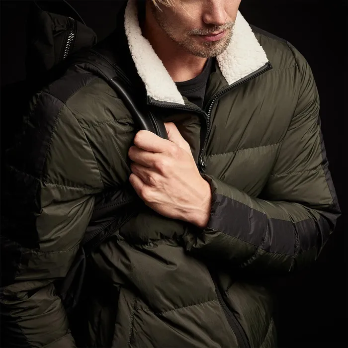MEN James Perse ASPEN COLLECTION Side Stripe Puffer Jacket Oliveblack