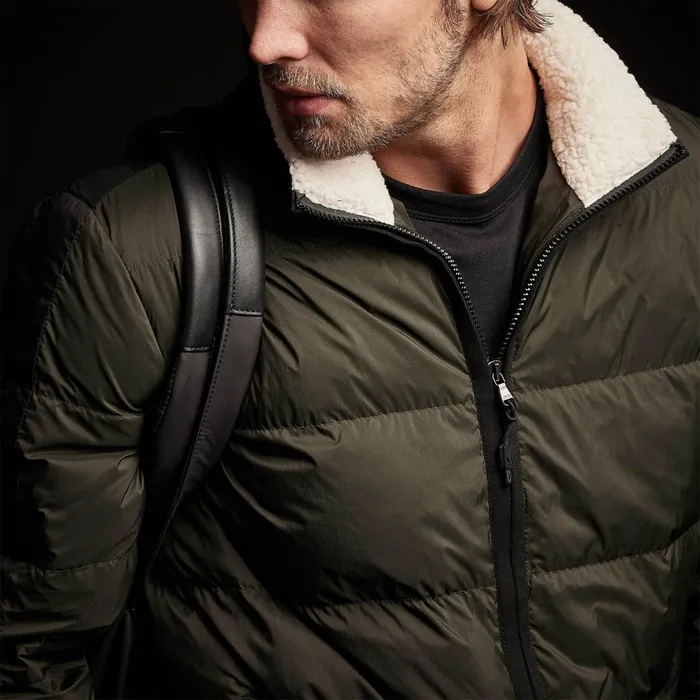 MEN James Perse ASPEN COLLECTION Side Stripe Puffer Jacket Oliveblack