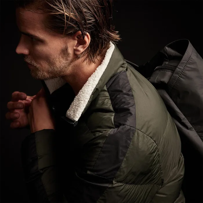 MEN James Perse ASPEN COLLECTION Side Stripe Puffer Jacket Oliveblack