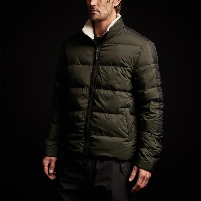 MEN James Perse ASPEN COLLECTION Side Stripe Puffer Jacket Oliveblack
