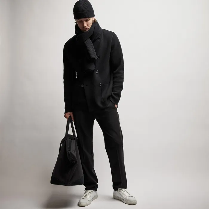 MEN James Perse CASHMERE COLLECTION Double Breasted Cashmere Blazer Black