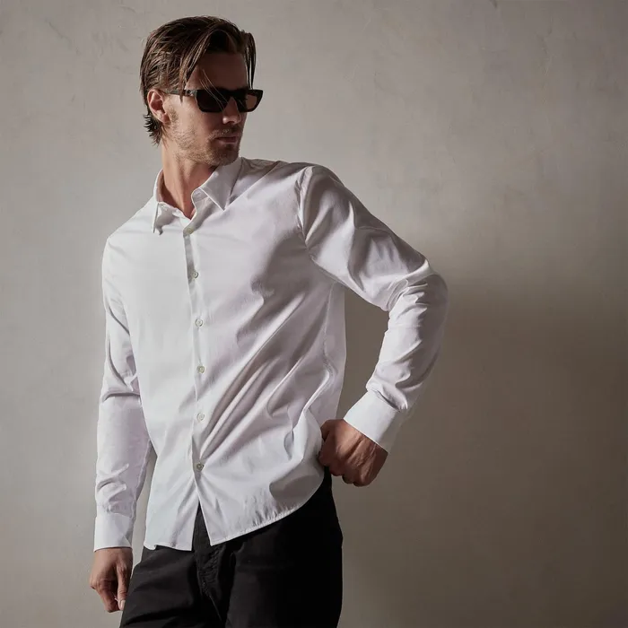 MEN James Perse CLASSICS Matte Stretch Poplin Dress Shirt White