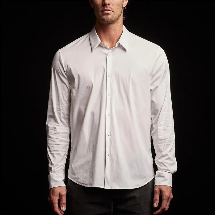 MEN James Perse CLASSICS Matte Stretch Poplin Dress Shirt White
