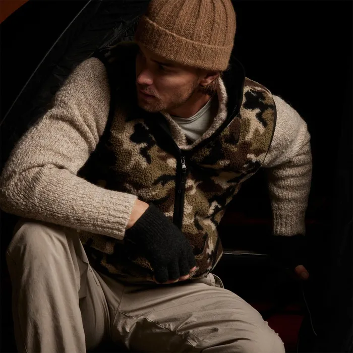 MEN James Perse JACKETSOUTERWEAR Camo Sherpa Sport Vest Moss Camo