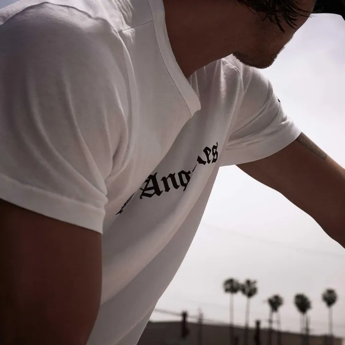 MEN James Perse LOS ANGELES COLLECTION LA Gothic Short Sleeve Crew White
