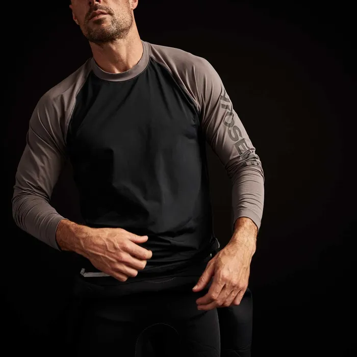 MEN James Perse Performance Tops YOSEMITE High Performance Knit Raglan Blackraccoon Grey