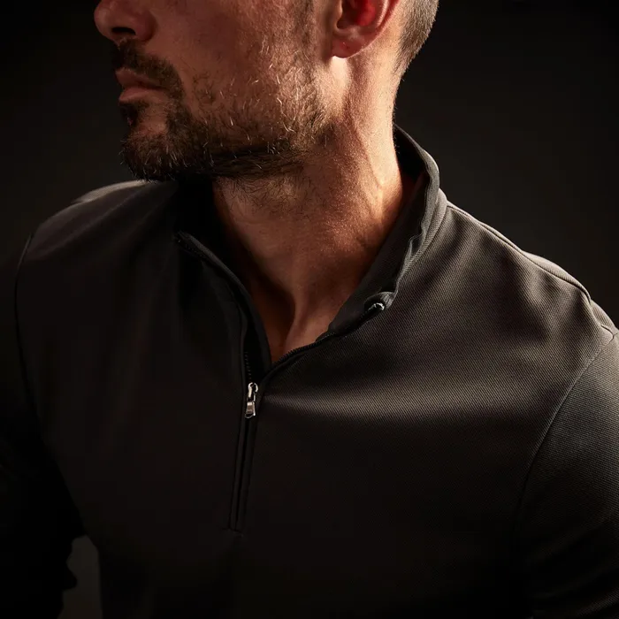 MEN James Perse Performance Tops YOSEMITE Performance Pique Zip Tee Slateblack