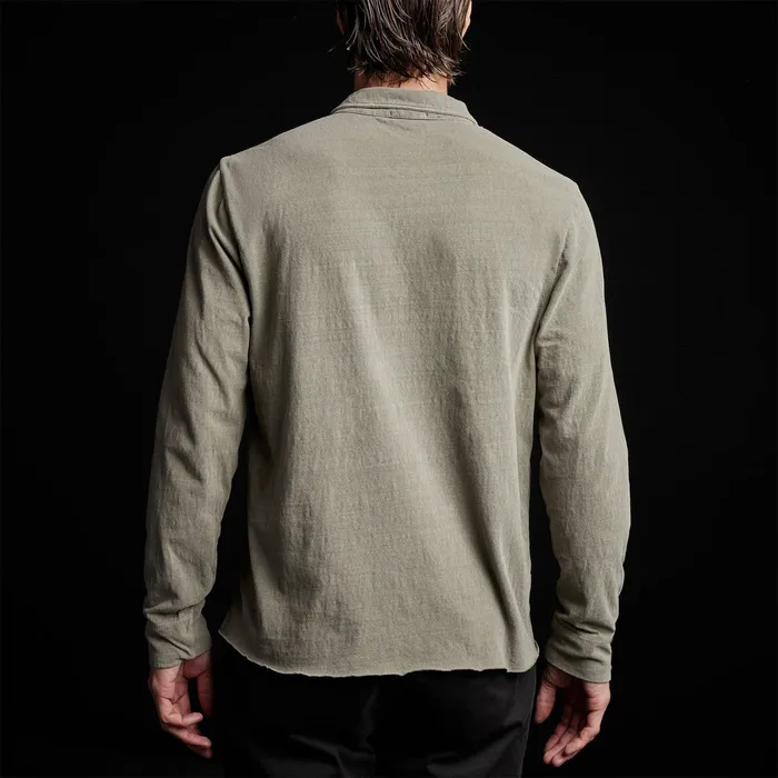 MEN James Perse POLOSNOVELTY TOPS Brushed Jersey Long Sleeve Polo Ammo Pigment