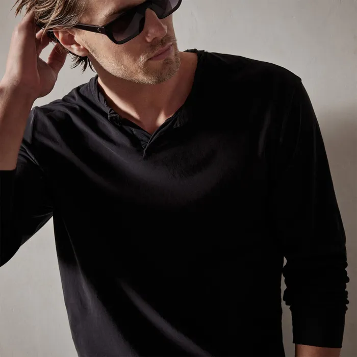 MEN James Perse POLOSNOVELTY TOPS High Gauge Jersey Henley Black
