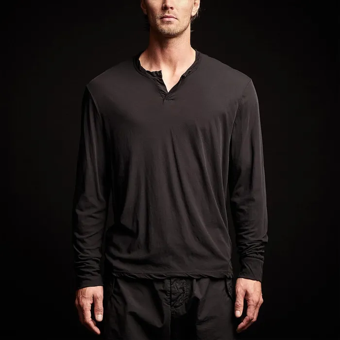 MEN James Perse POLOSNOVELTY TOPS High Gauge Jersey Henley Black