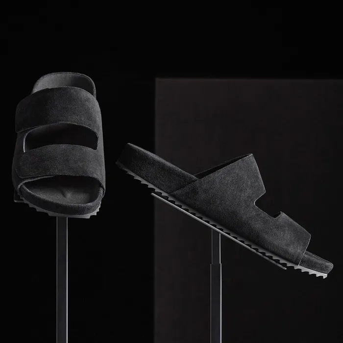 MEN James Perse SANDALS Men039s Double Strap Suede Slide Black
