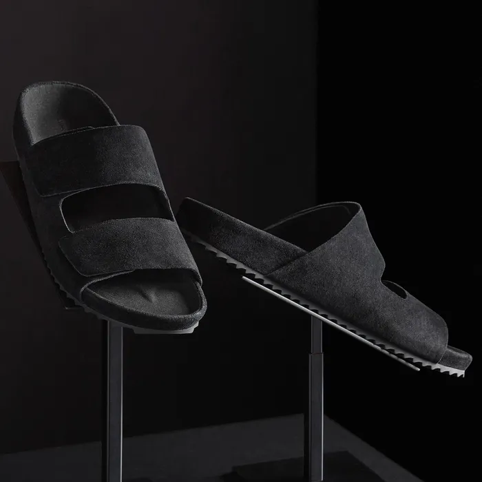 MEN James Perse SANDALS Men039s Double Strap Suede Slide Black