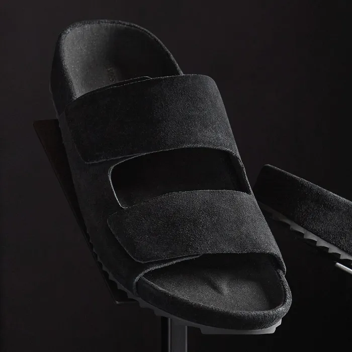 MEN James Perse SANDALS Men039s Double Strap Suede Slide Black