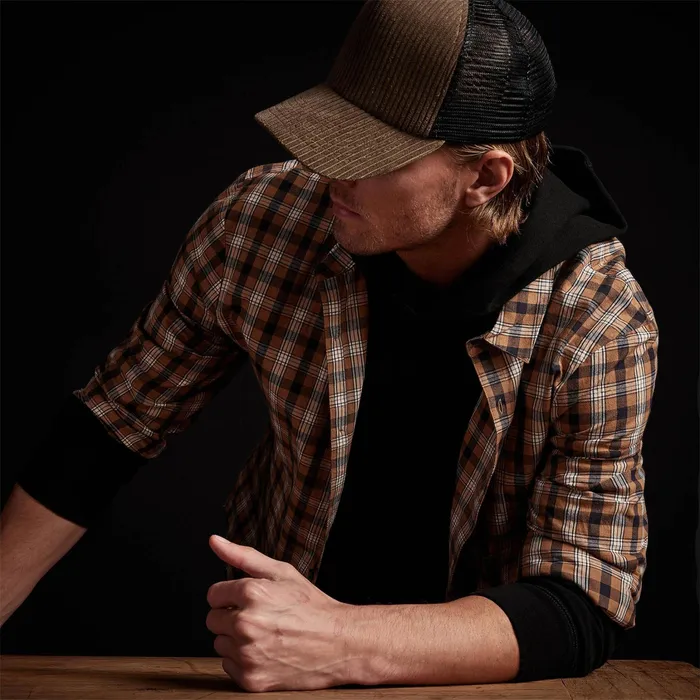 MEN James Perse SHIRTING Plaid Shirt Amber