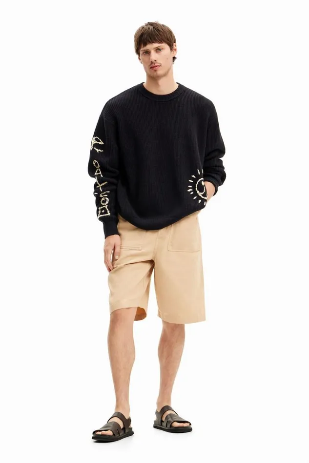 Men Jumpers And Sweatshirts Desigual Embroidered Sweater