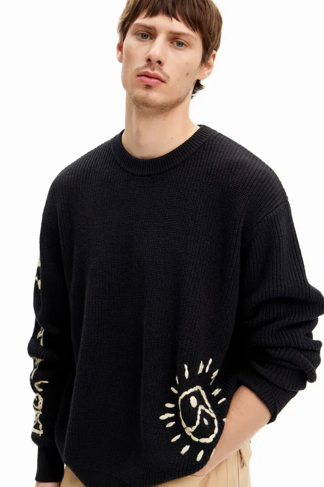 Men Jumpers And Sweatshirts Desigual Embroidered Sweater