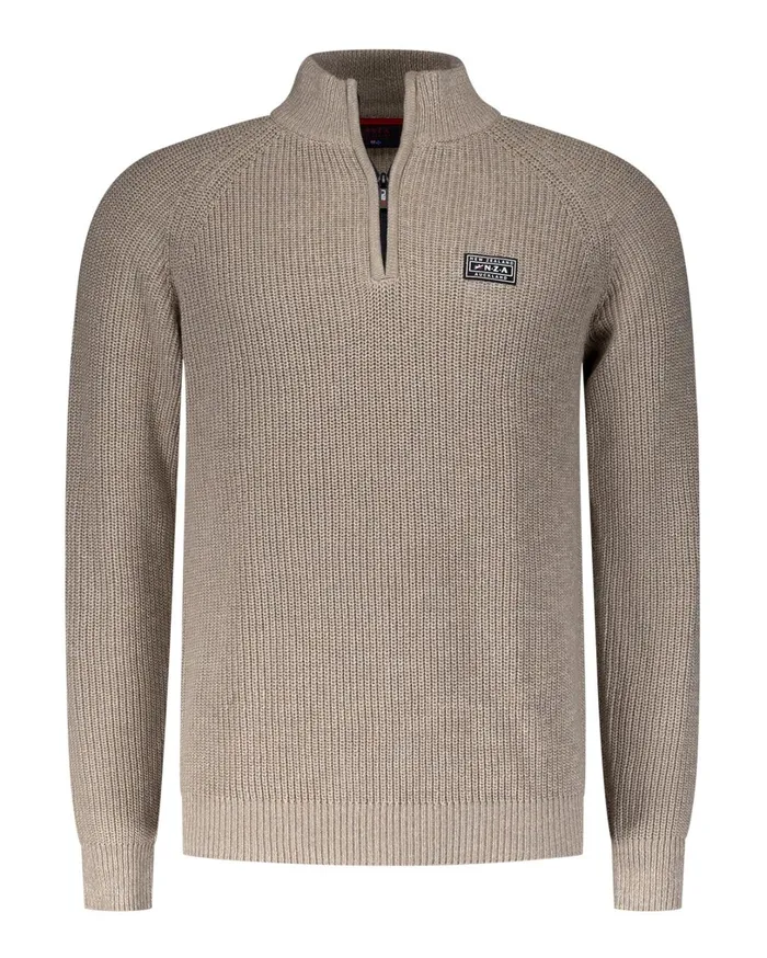 Men Knitwear NZA New Zealand Auckland Beige Cotton Sweater With HalfZip 8211 Shimmering Sand Men Knitwear NZA New Zealand Auckland Beige Cotton Sweater With HalfZip 8211 Shimmering Sand