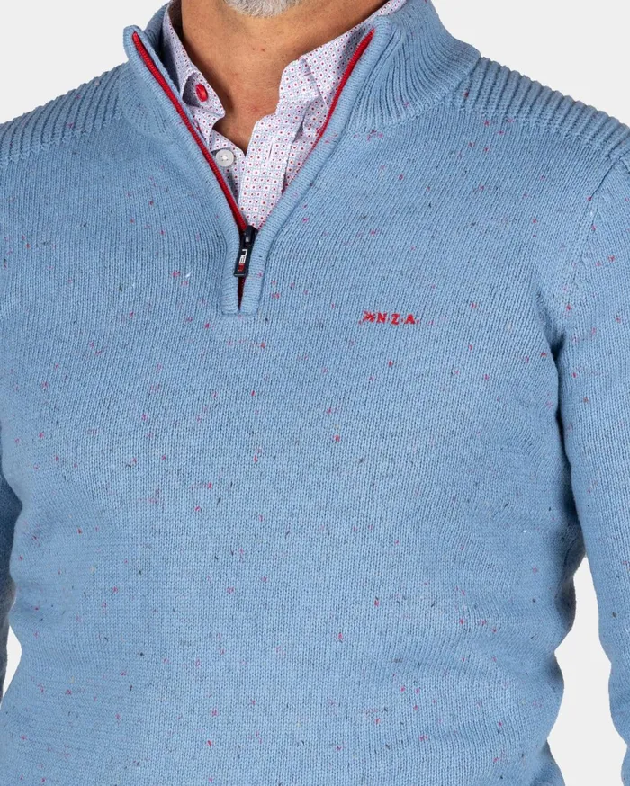 Men Knitwear NZA New Zealand Auckland Blue Pullover With HalfZip 8211 Brave Blue Men Knitwear NZA New Zealand Auckland Blue Pullover With HalfZip 8211 Brave Blue