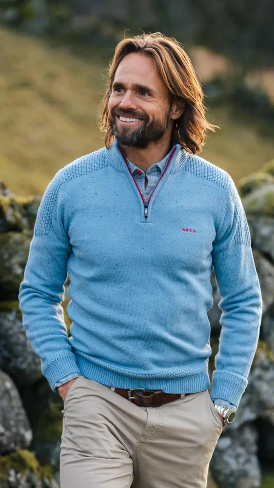 Men Knitwear NZA New Zealand Auckland Blue Pullover With HalfZip 8211 Brave Blue Men Knitwear NZA New Zealand Auckland Blue Pullover With HalfZip 8211 Brave Blue