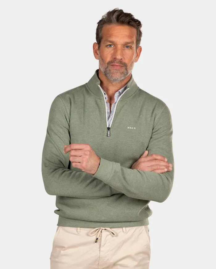 Men Knitwear NZA New Zealand Auckland Green Half Zip Sweat 8211 Sage