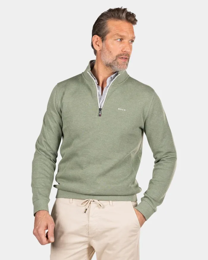Men Knitwear NZA New Zealand Auckland Green Half Zip Sweat 8211 Sage