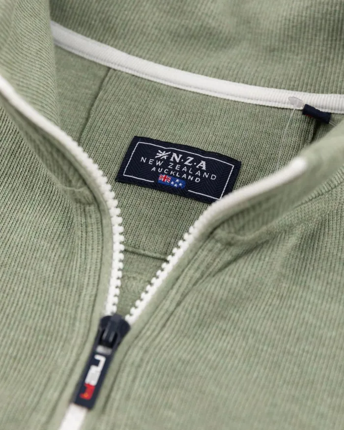 Men Knitwear NZA New Zealand Auckland Green Half Zip Sweat 8211 Sage