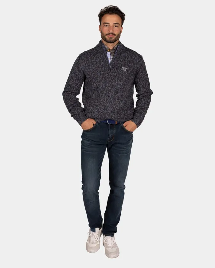 Men Knitwear NZA New Zealand Auckland Mottled Dark Brown Wool Pullover 8211 Dark Mocca