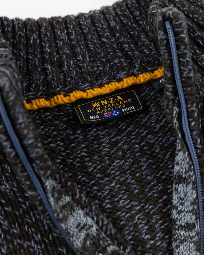 Men Knitwear NZA New Zealand Auckland Mottled Dark Brown Wool Pullover 8211 Dark Mocca