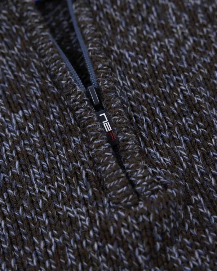 Men Knitwear NZA New Zealand Auckland Mottled Dark Brown Wool Pullover 8211 Dark Mocca