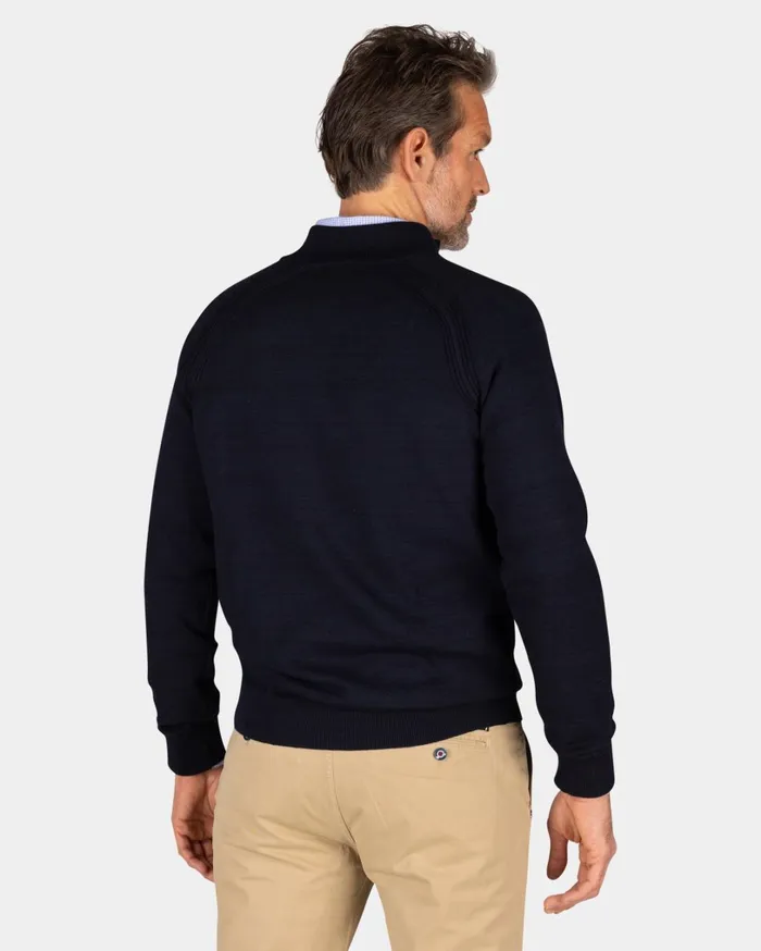 Men Knitwear NZA New Zealand Auckland Navy Cotton HalfZip Pullover 8211 Midnight Navy